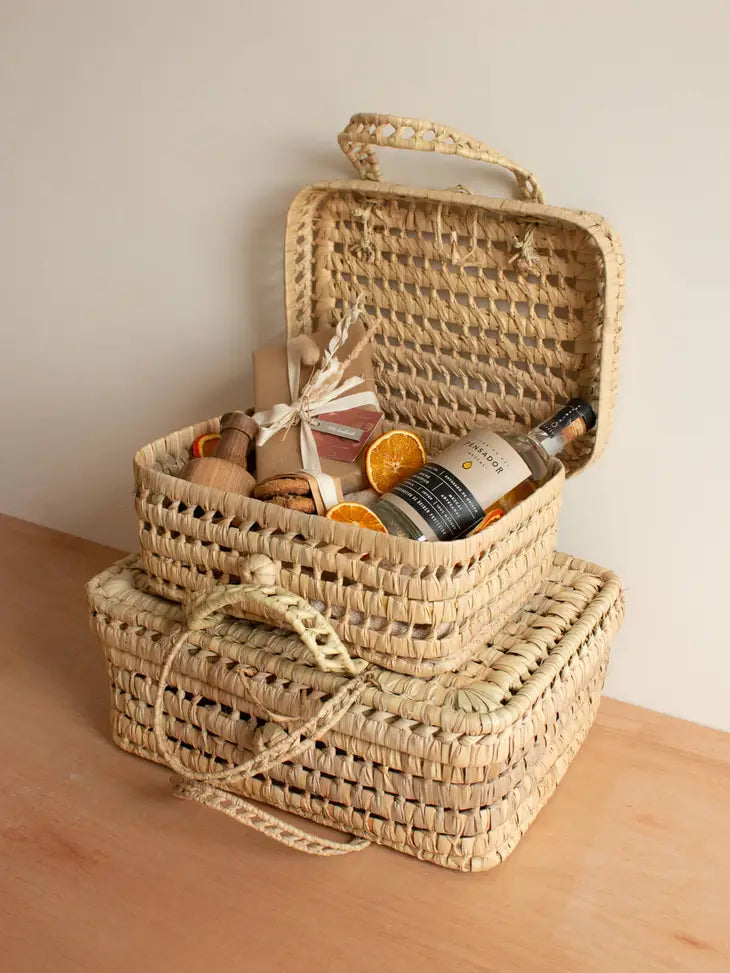 Woven Palm Leaf Hampers (Set of 2)