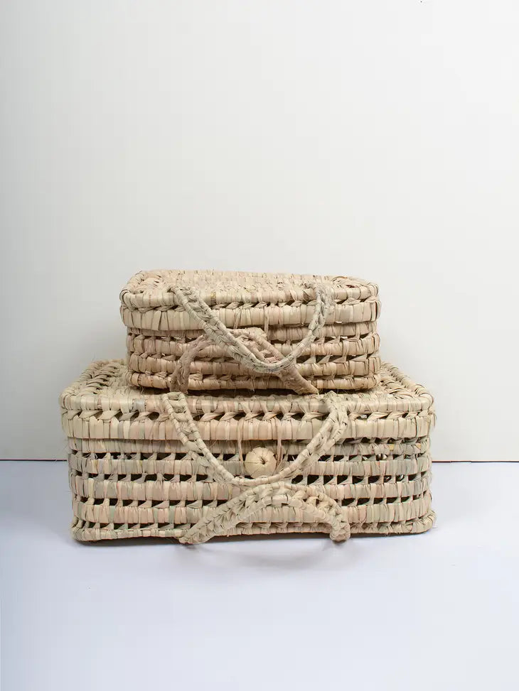 Woven Palm Leaf Hampers (Set of 2)