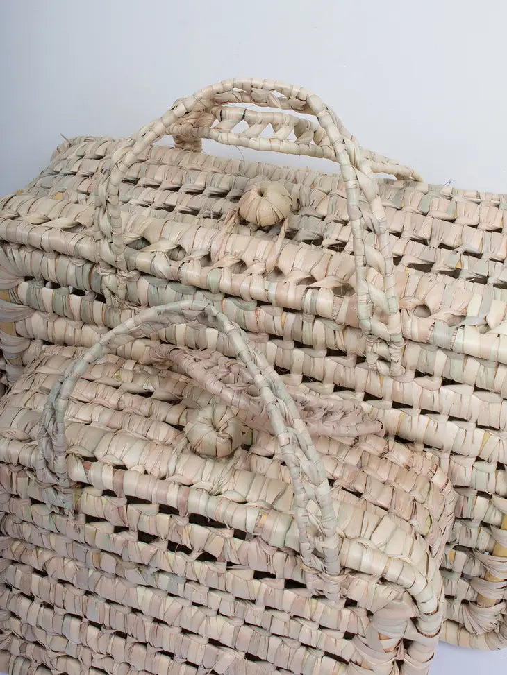 Woven Palm Leaf Hampers (Set of 2)