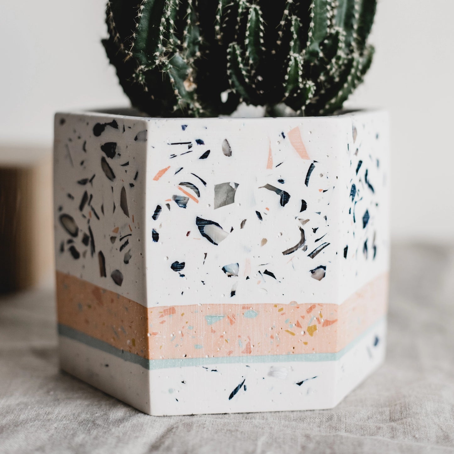 Layered Hexagon Terrazzo Plant Pot