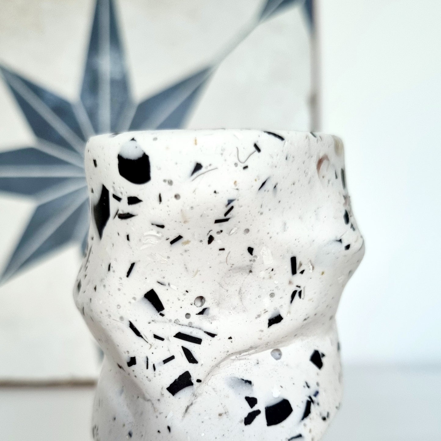 Sculpted Candle Holder | White & Recycled Shell Terrazzo