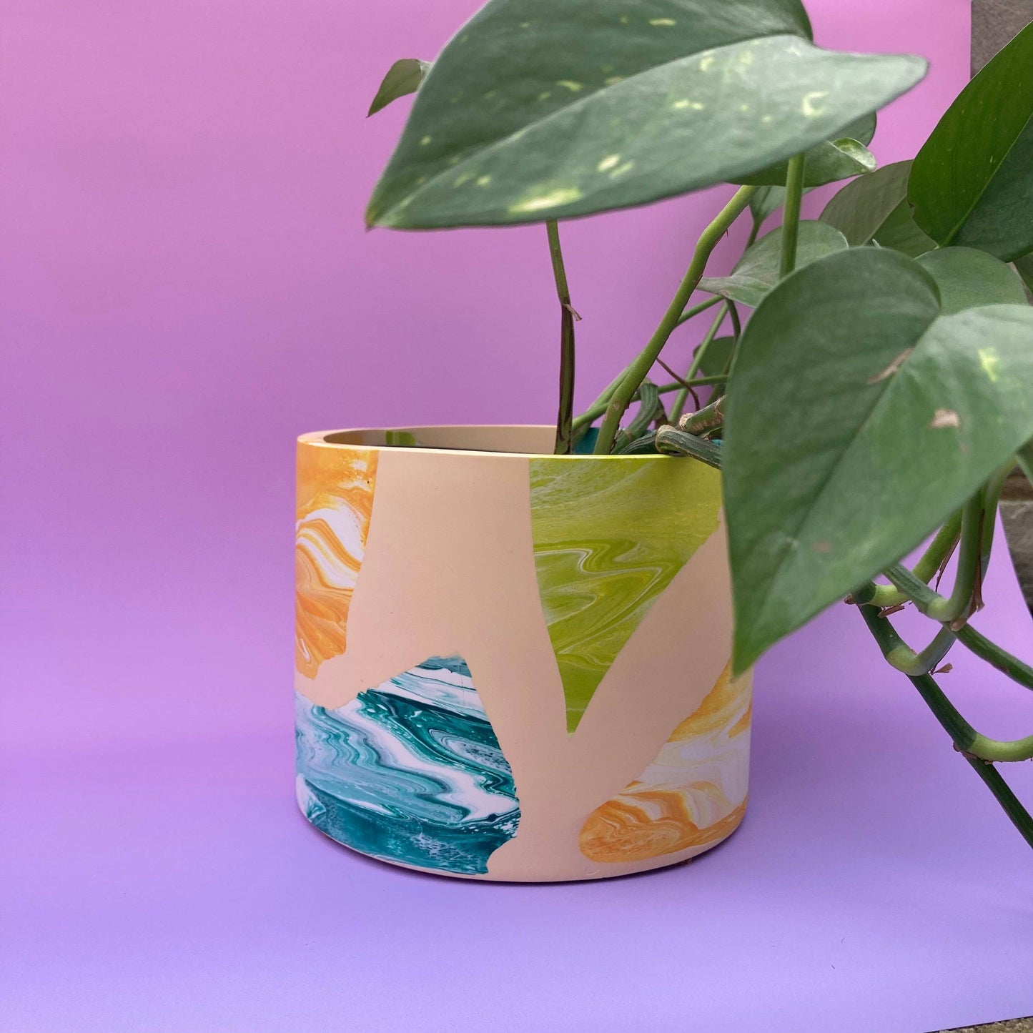 Large Plant Pot | Peach Chunky Terrazzo